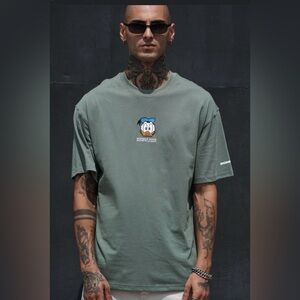 Bonkers Corner Green Donald Duck Printed Round Neck T-shirt